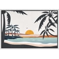 thumbnail image 1 of PixonSign Framed Canvas Print Wall Art Pastel Ocean Sunshine Sunset Horizon Nature Wilderness Illustrations Modern Art Decorative Minimal Relax/Zen - 24"x36" White, 1 of 5