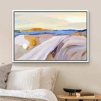 PixonSign Framed Canvas Print Wall Art Pastel Paint Stroke Mountain Landscape Nature Wilderness Illustrations Modern Art Decorative Minimal Rustic for Living Room, Bedroom, Office - 24"x36" White