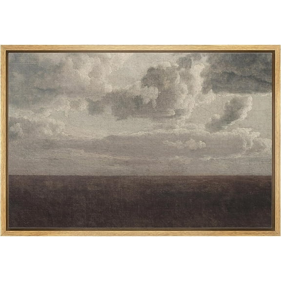 PixonSign Framed Canvas Print Wall Art Pastel Storm Cloud Landscape Nature Wilderness Illustrations Fine Art Decorative Farmhouse/Country Relax/Calm/Cozy Multicolor Zen for Bedroom - 16"x24" Natural