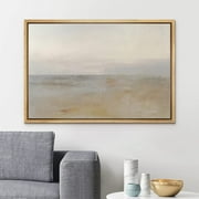 PixonSign Framed Canvas Print Wall Art Pastel Watercolor Brown Sky Landscape Abstract Shapes Illustrations Modern Art Decorative Minimal Relax/Calm for Living R