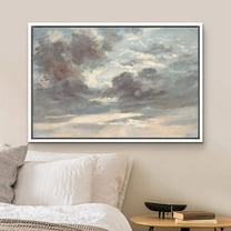 PixonSign Framed Canvas Print Wall Art Pastel Watercolor Cloud Sky Vista Abstract Shapes Illustrations Modern Art Decorative Minimal Relax/Calm for Living Room, Bedroom, Office - 16"x24" White