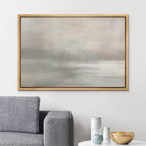PixonSign Framed Canvas Print Wall Art Pastel Watercolor Gray Sky Landscape Abstract Shapes Illustrations Modern Art Decorative Minimal Relax/Calm for Living Room, Bedroom, Office - 24"x36" Natural