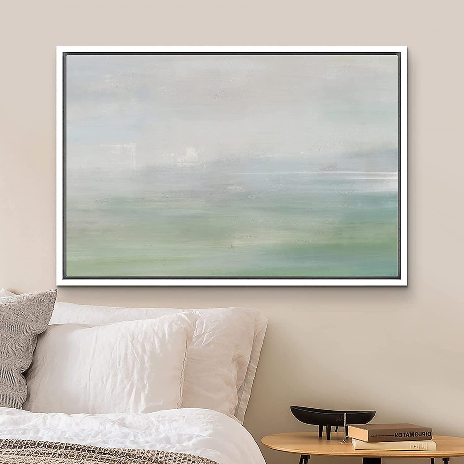 PixonSign Framed Canvas Print Wall Art Pastel Watercolor Green Blue ...