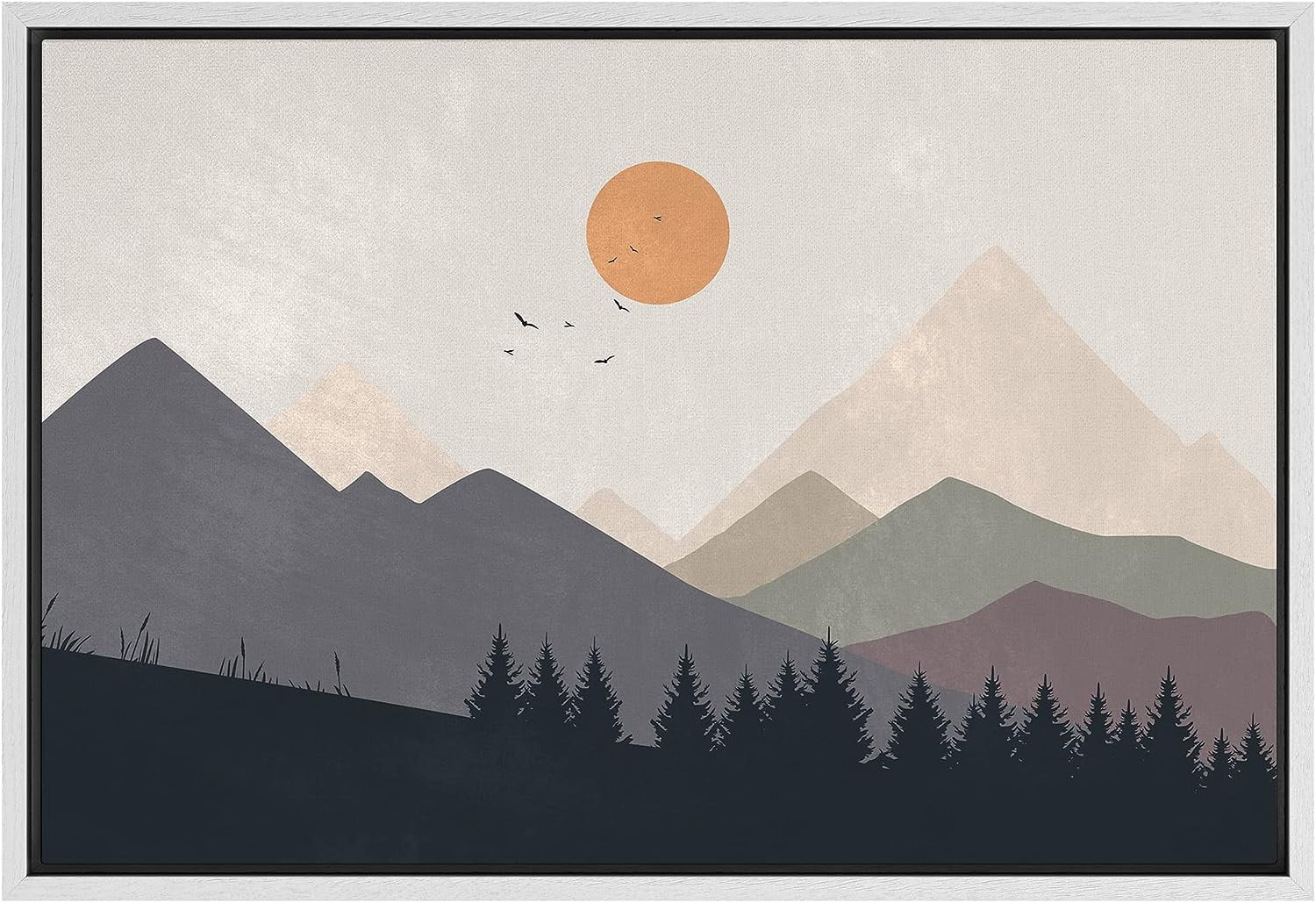 PixonSign Framed Canvas Print Wall Art Pastel Watercolor Mountain