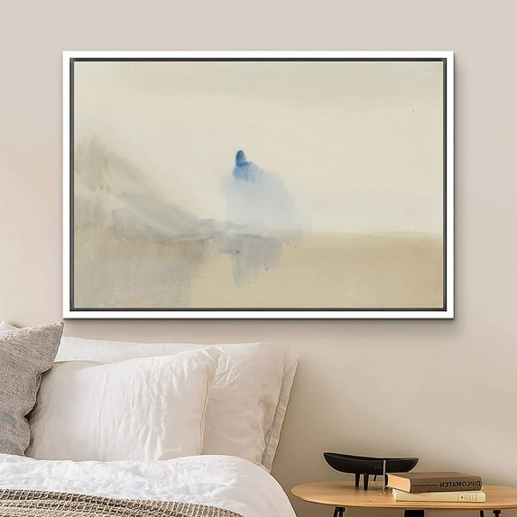 PixonSign Framed Canvas Print Wall Art Pastel Watercolor Paint Stroke Landscape Nature Wilderness Illustrations Modern Art Decorative Minimal Rustic for Living Room, Bedroom, Office - 24"x36" White