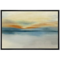 PixonSign Framed Canvas Print Wall Art Pastel Watercolor Sunset Sea Landscape Abstract Shapes Illustrations Modern Art Decorative Minimal Relax/Calm for Living Room, Bedroom, Office - 16"x24" BLACK