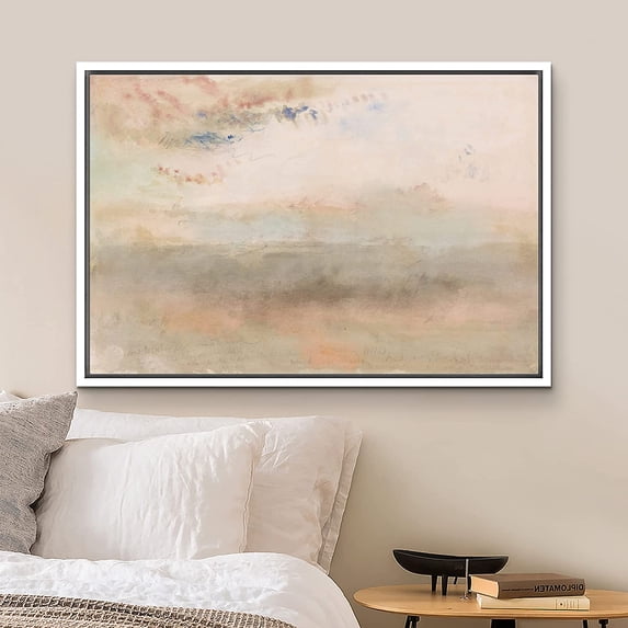 PixonSign Framed Canvas Print Wall Art Pastel Watercolor Tan Paint Landscape Nature Wilderness Illustrations Modern Art Decorative Minimal Rustic for Living Room, Bedroom, Office - 16"x24" White