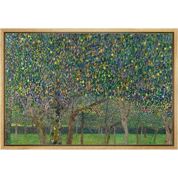 PixonSign Framed Canvas Print Wall Art The Pear Tree by Gustav Klimt Nature Wilderness Illustrations Retro Decorative Floral Botanical Minimal Calm/Relax/Cozy Fine Art - 24"x36" Natural