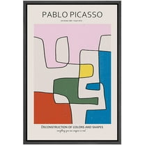 PixonSign Framed Canvas Print Wall Art Picasso Multicolor Geometric Line Art Abstract Shapes Illustrations Modern Art Decorative Minimal Relax/Calm for Living Room, Bedroom, Office - 16"x24" BLACK