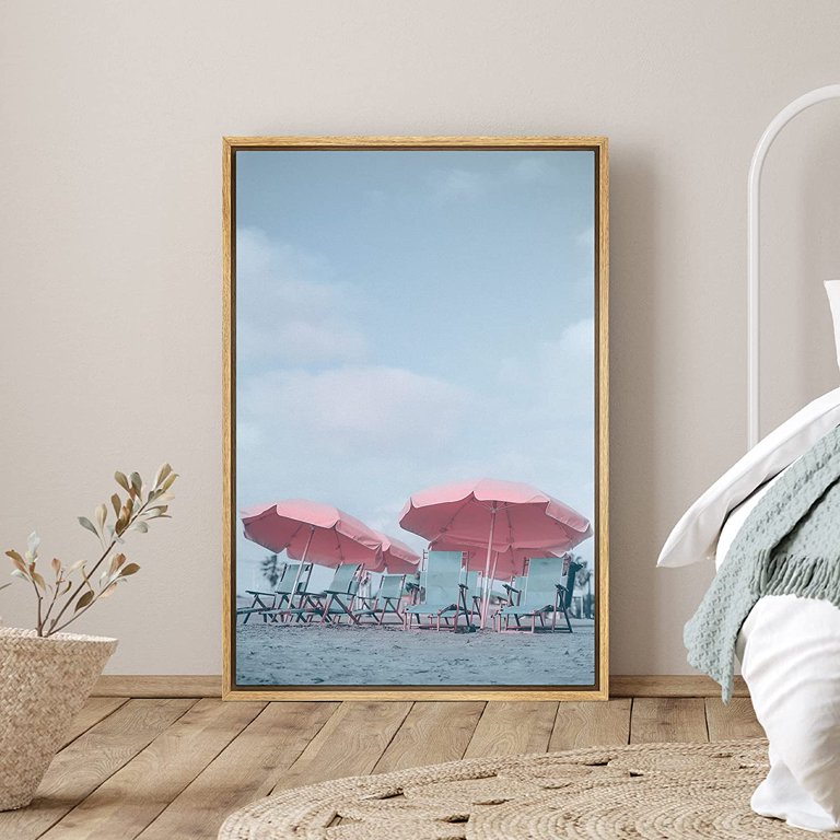 pixonsign-framed-canvas-print-wall-art-pink-umbrellas-on-sandy-beach-places-ocean-photography-modern-art-nautical-scenic-dramatic-multicolor-ultra-for-living-room-bedroom-office-16-x24-natural-walmart-com for Free Printable Beach Wall Art PixonSign Framed Canvas Print Wall Art Pink Umbrellas on Sandy Beach Places Ocean Photography Modern Art Nautical Scenic Dramatic Multicolor Ultra for Living Room, Bedroom, Office - 16