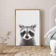 thumbnail image 1 of PixonSign Framed Canvas Print Wall Art Raccoon Portrait on Gray Background Animals Wildlife Photography Minimalism Modern Closeup Whimsical Cool for Living Room, Bedroom, Office - 16"x24" Natural, 1 of 5