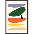 thumbnail image 1 of PixonSign Framed Canvas Print Wall Art Retro Vintage Colorful Pastel Semi Circle Collage Abstract Shapes Illustrations Modern Art Decorative Minimal for Living Room, Bedroom, Office - 16"x24" Black, 1 of 5