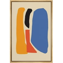 PixonSign Framed Canvas Print Wall Art Retro Vintage Vibrant Mid-Century Pastel Geometry Abstract Shapes Illustrations Modern Art Decorative Minimal for Living Room, Bedroom, Office - 16"x24" NATURAL