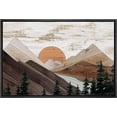 thumbnail image 1 of PixonSign Framed Canvas Print Wall Art Rustic Brown Mountain Trees Nature Wilderness Digital Art Wood Panel Landscape Farmhouse/Country Relax/Calm/Cozy Geometric Abstract - 16"x24" Black, 1 of 5