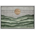 thumbnail image 1 of PixonSign Framed Canvas Print Wall Art Sage Green Mountain Range Nature Wilderness Woodblock Illustrations Decorative Multicolor Landscape Wood Panels Country/Farmhouse - 24"x36" White, 1 of 5