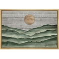 thumbnail image 1 of PixonSign Framed Canvas Print Wall Art Sage Green Mountain Range Nature Wilderness Woodblock Illustrations Decorative Multicolor Landscape Wood Panels Country/Farmhouse - 16"x24" Natural, 1 of 5
