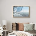 thumbnail image 1 of PixonSign Framed Canvas Print Wall Art Sailboat with Boats on Horizon Marine Life Waterfall Photography Realism Nautical Scenic Colorful Blue for Living Room, Bedroom, Office - 16"x24" Natural, 1 of 5