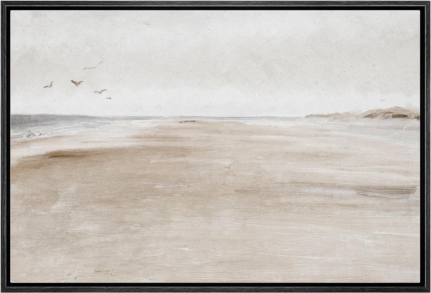 PixonSign Framed Canvas Print Wall Art Sandy Beach Coastal Landscape ...
