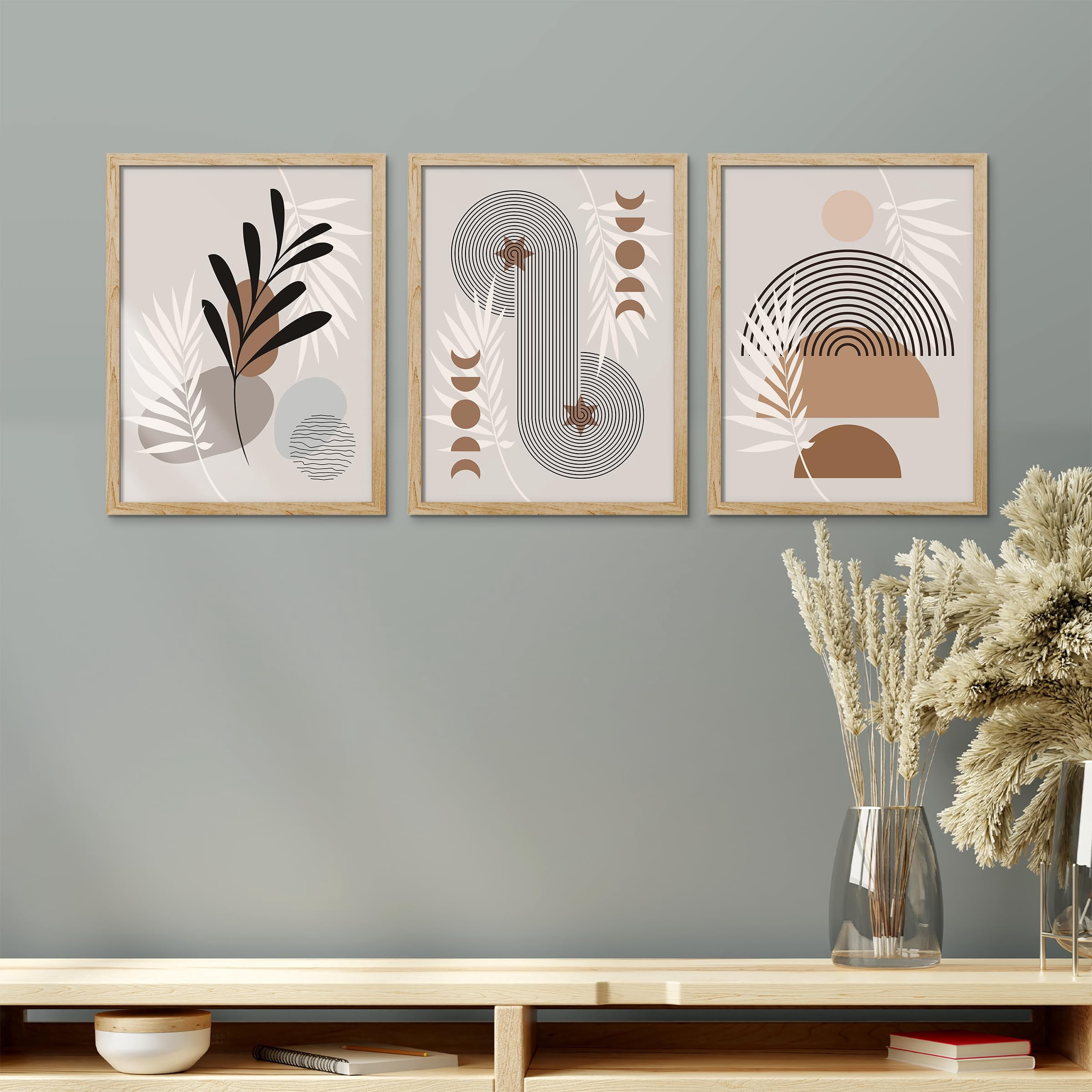 PixonSign Framed Canvas Print Wall Art Set - Abstract Plants ...