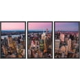 thumbnail image 1 of PixonSign Framed Canvas Print Wall Art Set Aerial View New York City Sunset Urban Architecture Photography Realism Scenic Landscape Decorative Colorful Multicolor for Bedroom - 24"x36"x3 Black, 1 of 5