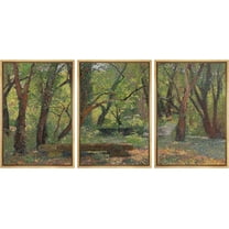 PixonSign Framed Canvas Print Wall Art Set Birch Tree Forest Watercolor Pastel Landscape Nature Wilderness Illustrations Modern Art Decorative Floral Botanical Minimal - 16"x24"x3 Natural