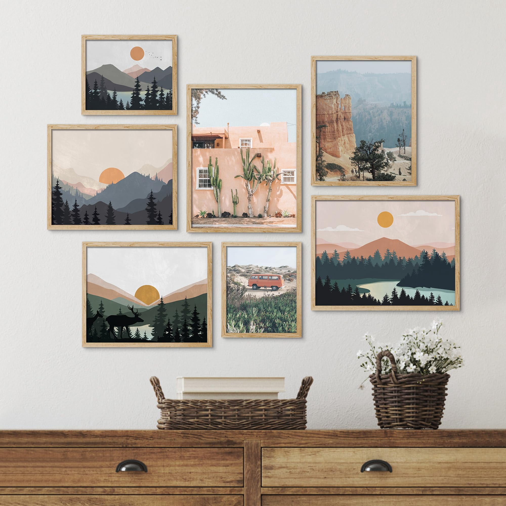 PixonSign Framed Canvas Print Wall Art Set - Black & Brown Paint ...
