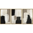 thumbnail image 1 of PixonSign Framed Canvas Print Wall Art Set Black & Gray Pastel Paint Stroke Collage Abstract Shapes Digital Art Modern Art Decorative Boho Calm/Zen - 24"x36"x3 Natural, 1 of 5