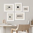 thumbnail image 1 of PixonSign Framed Canvas Print Wall Art Set - Black Sun Abstract Geometric Pattern Posters - Gallery Set of 5 Simple Brushstrokes Digital Art Minimal Zen Wall Décor for Living Room - White, 1 of 5