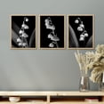 thumbnail image 1 of PixonSign Framed Canvas Print Wall Art Set - Black & White Duotone Hanging Flowers Posters - Set of 3 Nature Farmhouse Decor Minimalist Pastel Botanical Wall Décor for Living Room - 11"x14" Natural, 1 of 5