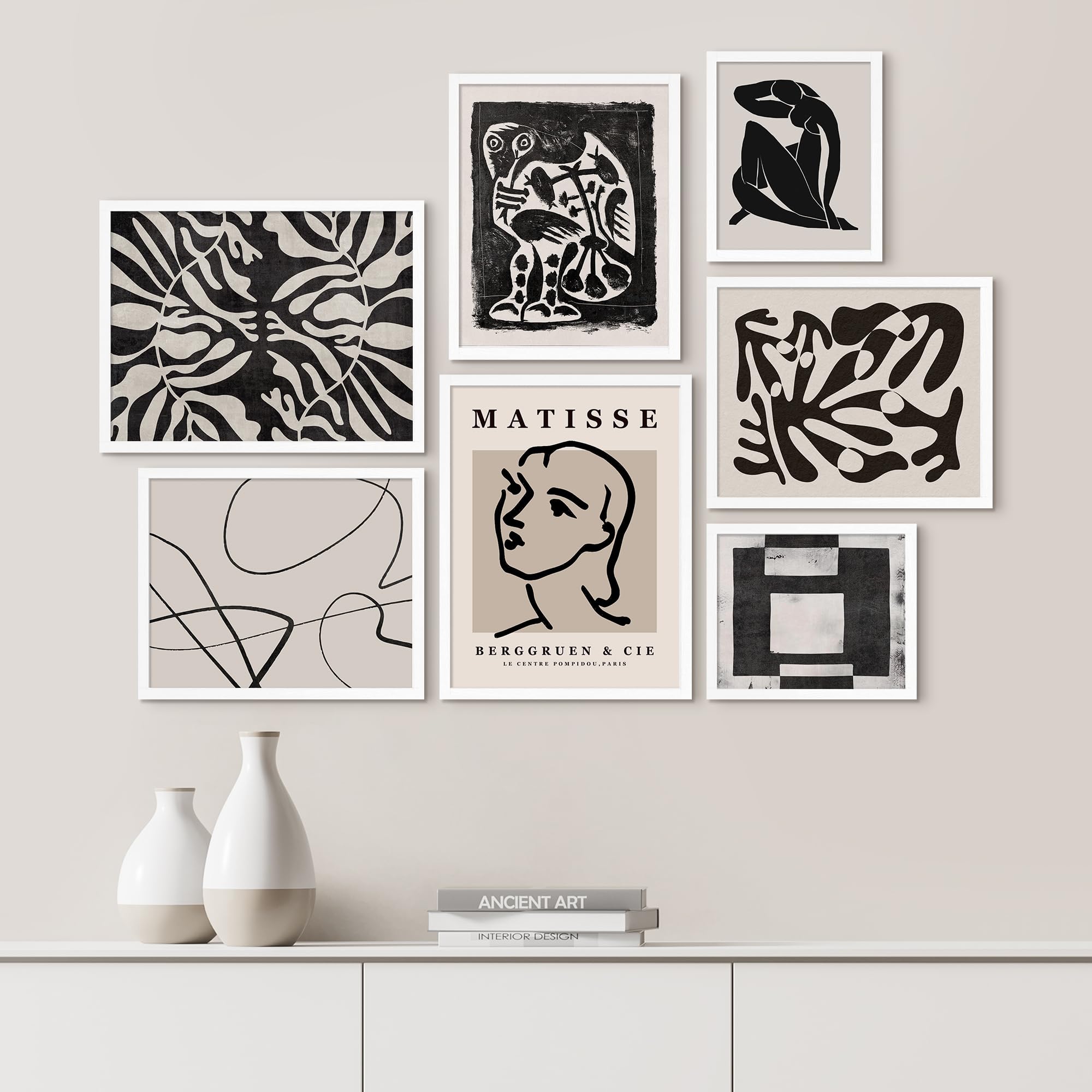 PixonSign Framed Canvas Print Wall Art Set - Black & White Faces ...