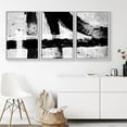 thumbnail image 1 of PixonSign Framed Canvas Print Wall Art Set Black and White Wavy Brushstrokes Geometric Shapes Modern Art Alternative Dark Black and White for Living Room, Bedroom, Office - 24"x36"x3 White, 1 of 5
