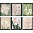 thumbnail image 1 of PixonSign Framed Canvas Print Wall Art Set - Blush Pink Pastel Wildflower Floral Posters - Set of 6 Vintage Retro Antique Mixed Media Country Cultural Art Wall Décor - 11"x14"x6 Black, 1 of 5