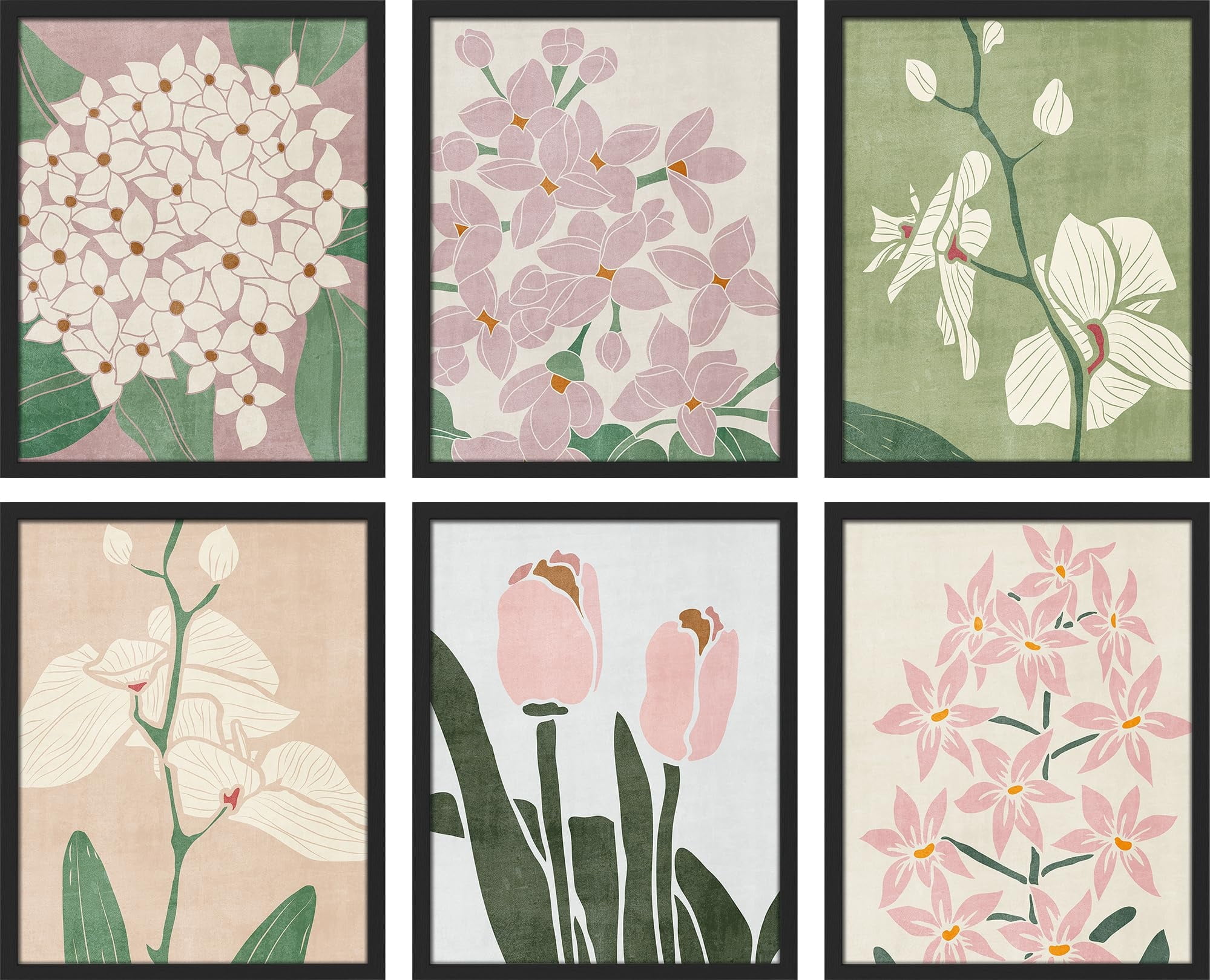 PixonSign Framed Canvas Print Wall Art Set - Blush Pink Pastel ...