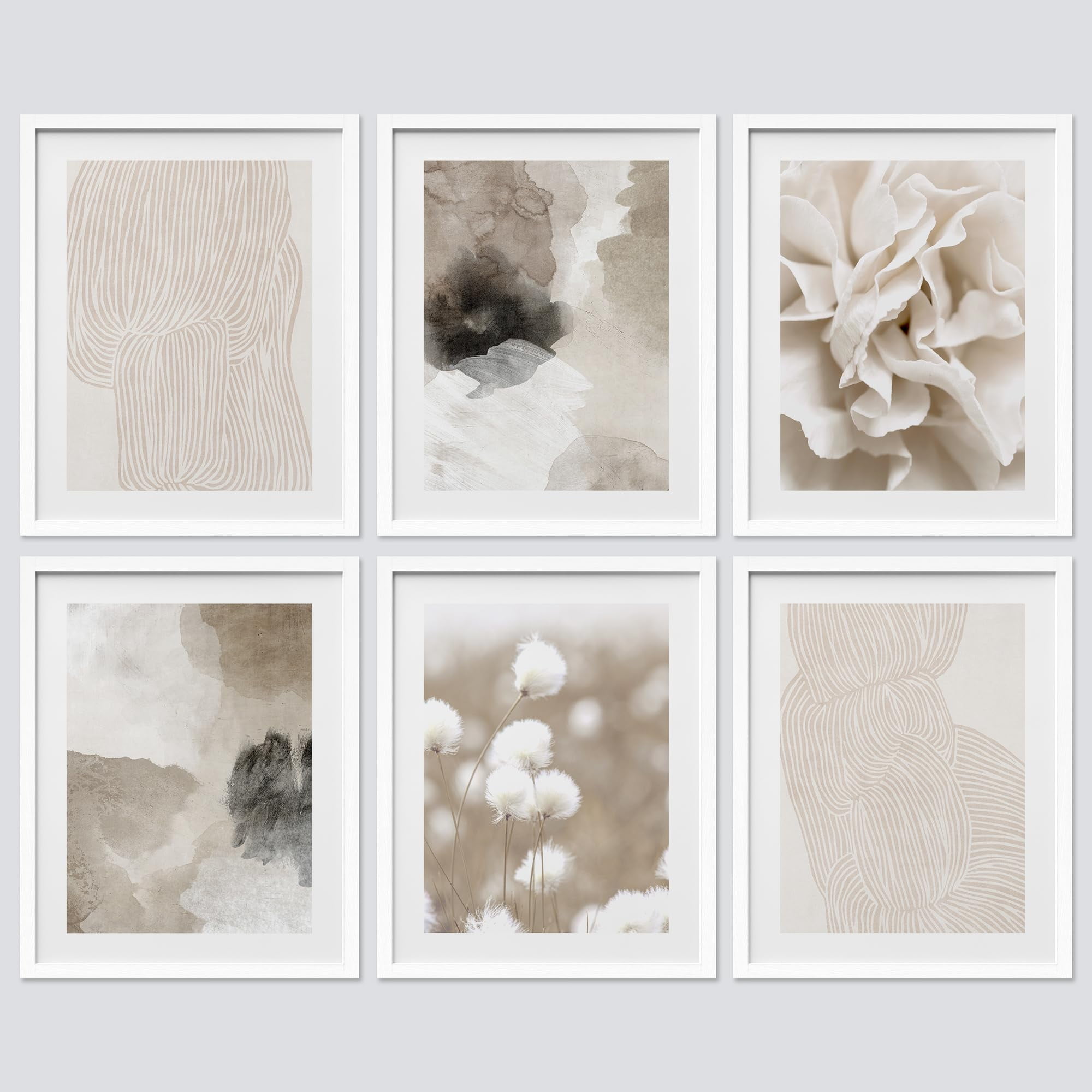 PixonSign Framed Canvas Print Wall Art Set - Brown and Black Watercolor ...