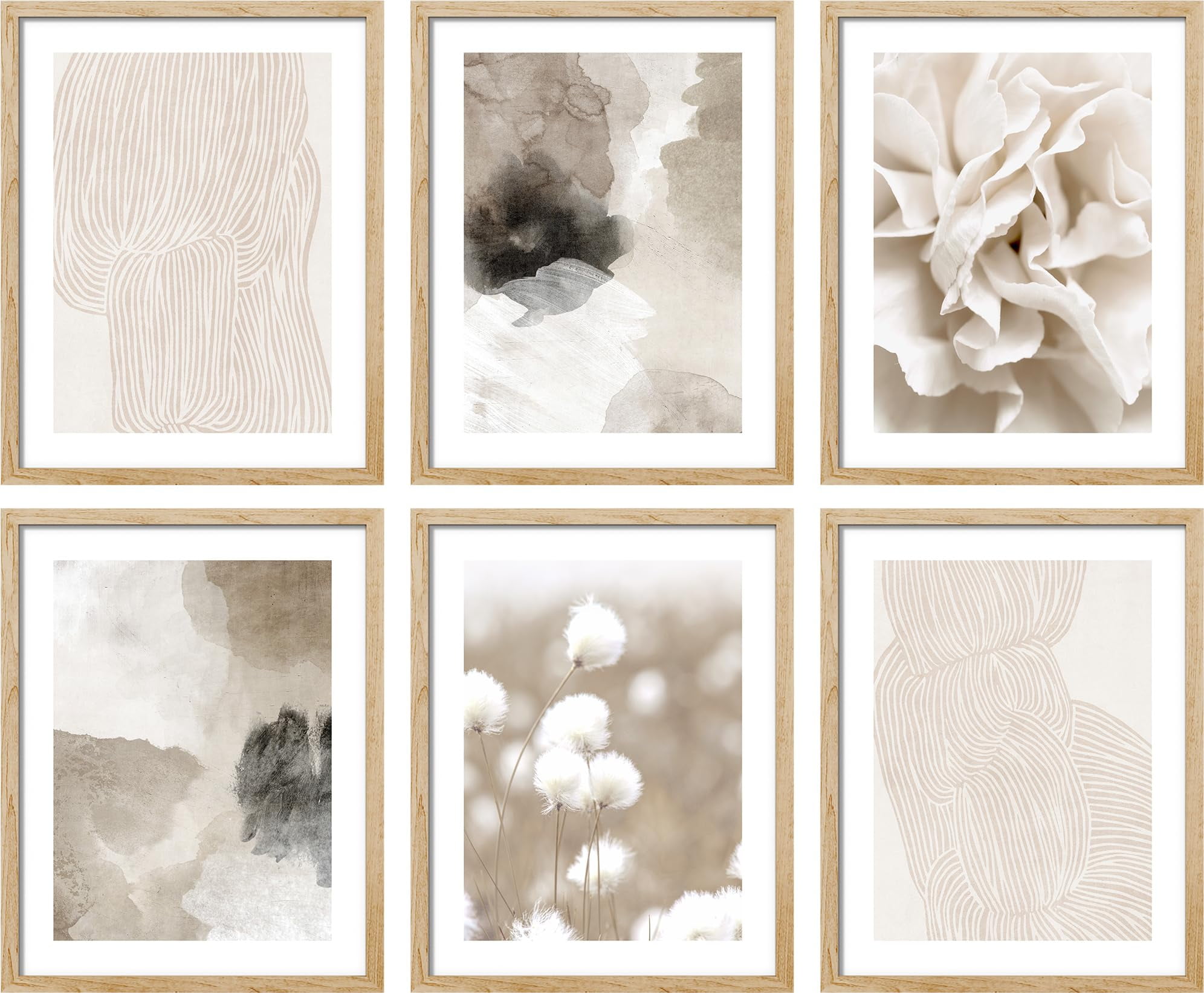 PixonSign Framed Canvas Print Wall Art Set - Brown and Black Watercolor ...