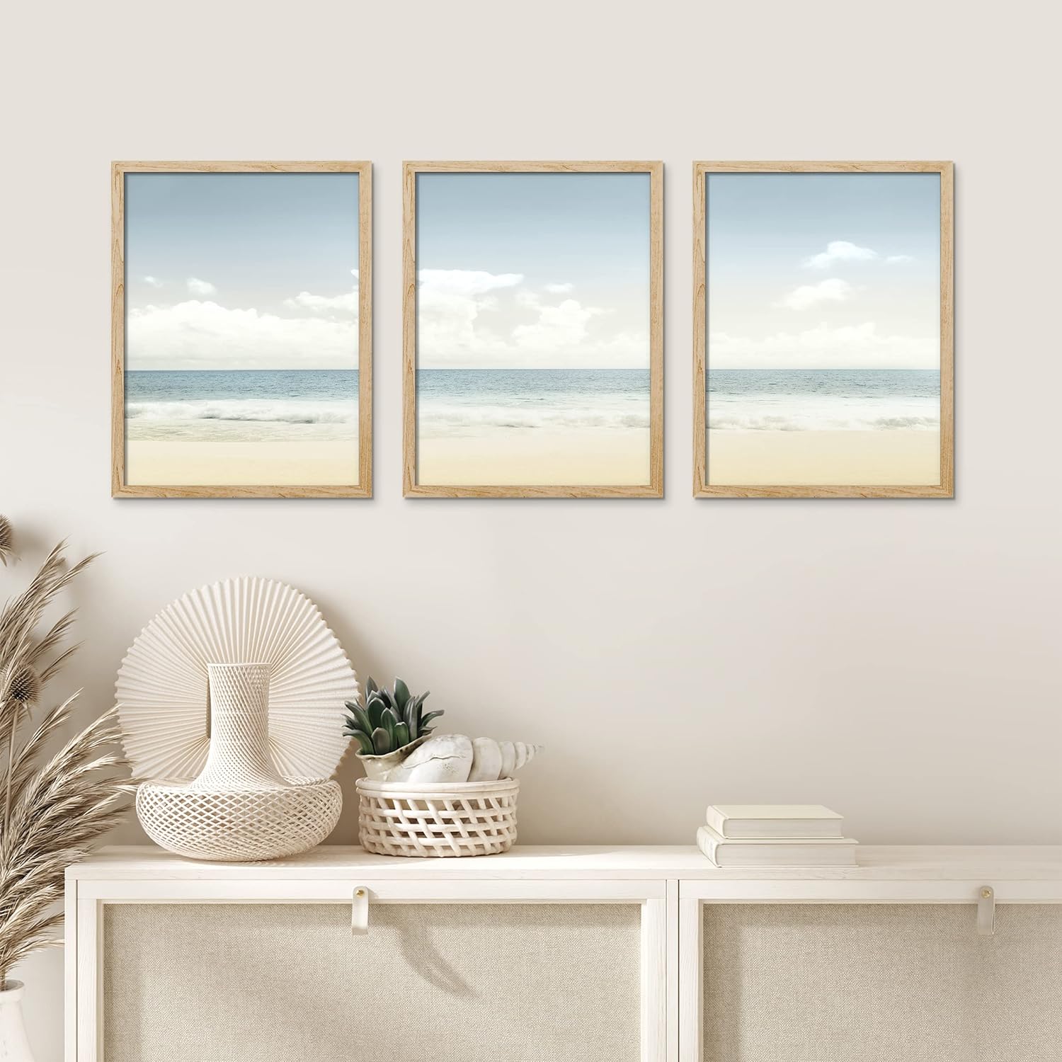 PixonSign Framed Canvas Print Wall Art Set - Cloudy Sky Over Tropical ...