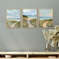 thumbnail image 1 of PixonSign Framed Canvas Print Wall Art Set - Coastal Beach Shore Road Landscape Posters - Set of 3 Wilderness Nature Country/Farmhouse Illustrations Wall Décor for Living Room - 12"x16" Natural, 1 of 5