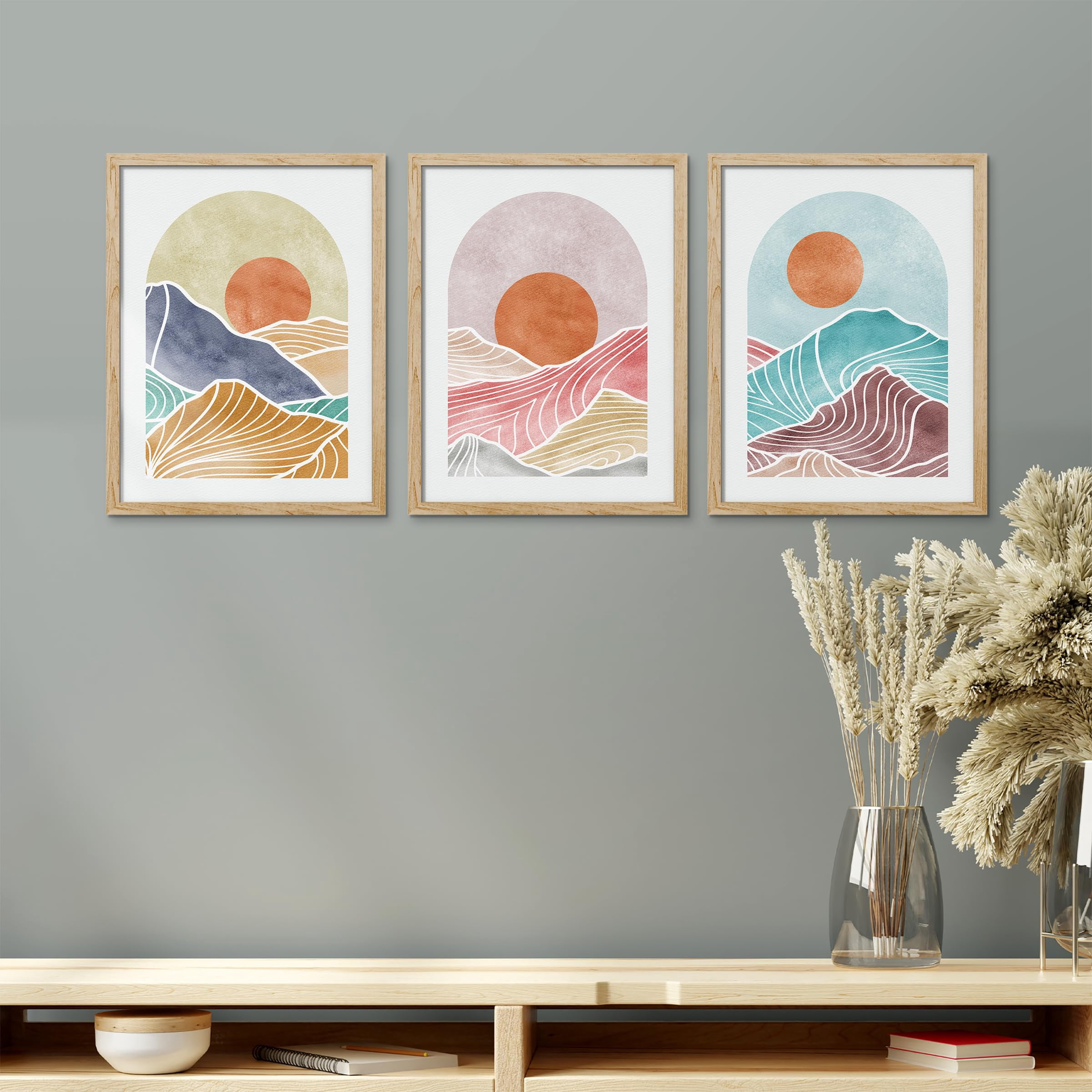 PixonSign Framed Canvas Print Wall Art Set - Colorful Abstract ...
