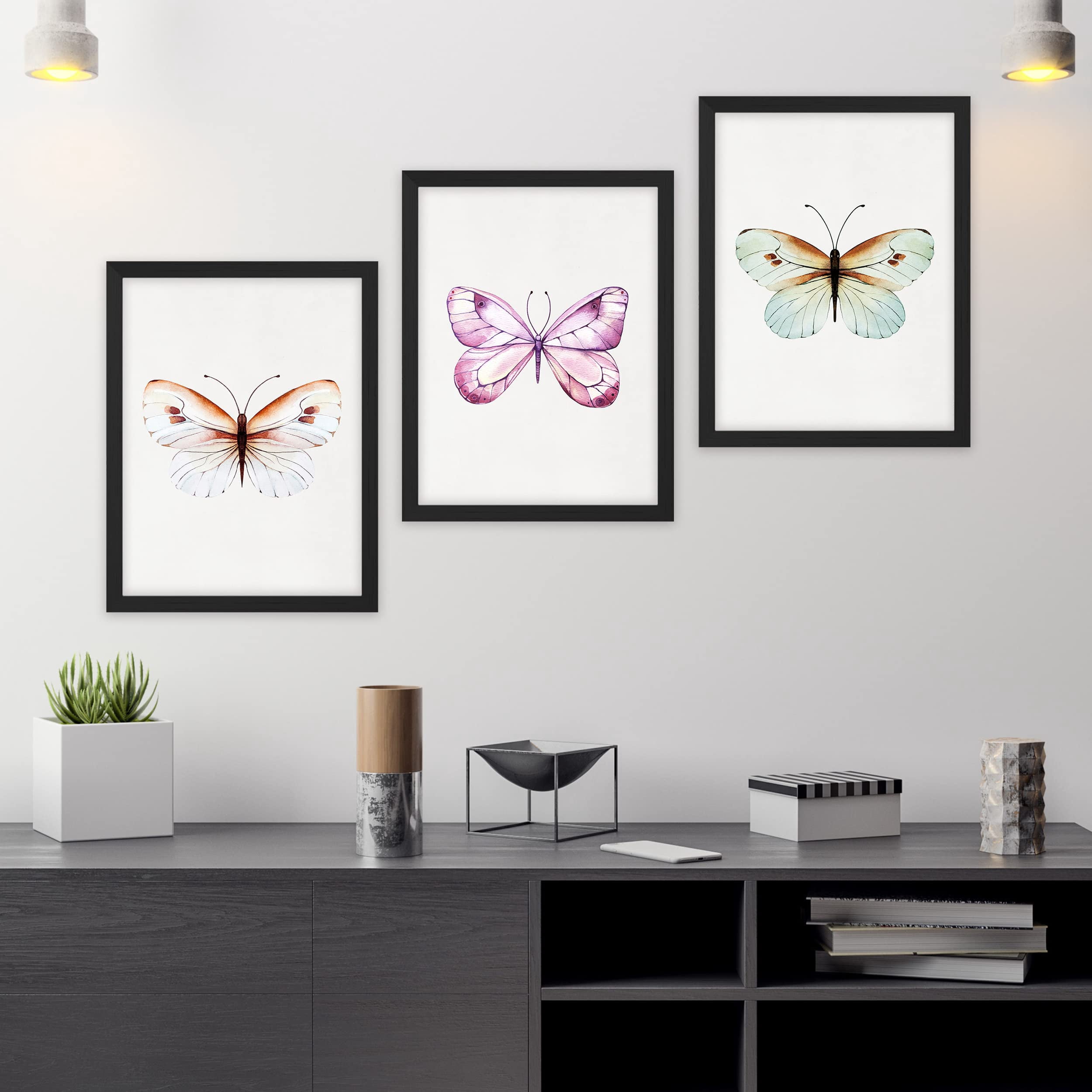 PixonSign Framed Canvas Print Wall Art Set - Colorful Butterfly ...