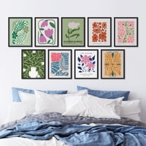 PixonSign Framed Canvas Print Wall Art Set - Colorful Vibrant Wildflowers Forest Plant Poster Art - Set of 9 Nature Wilderness Garden Floral Botanical Wall Décor for Living Room - 8"x10" Black