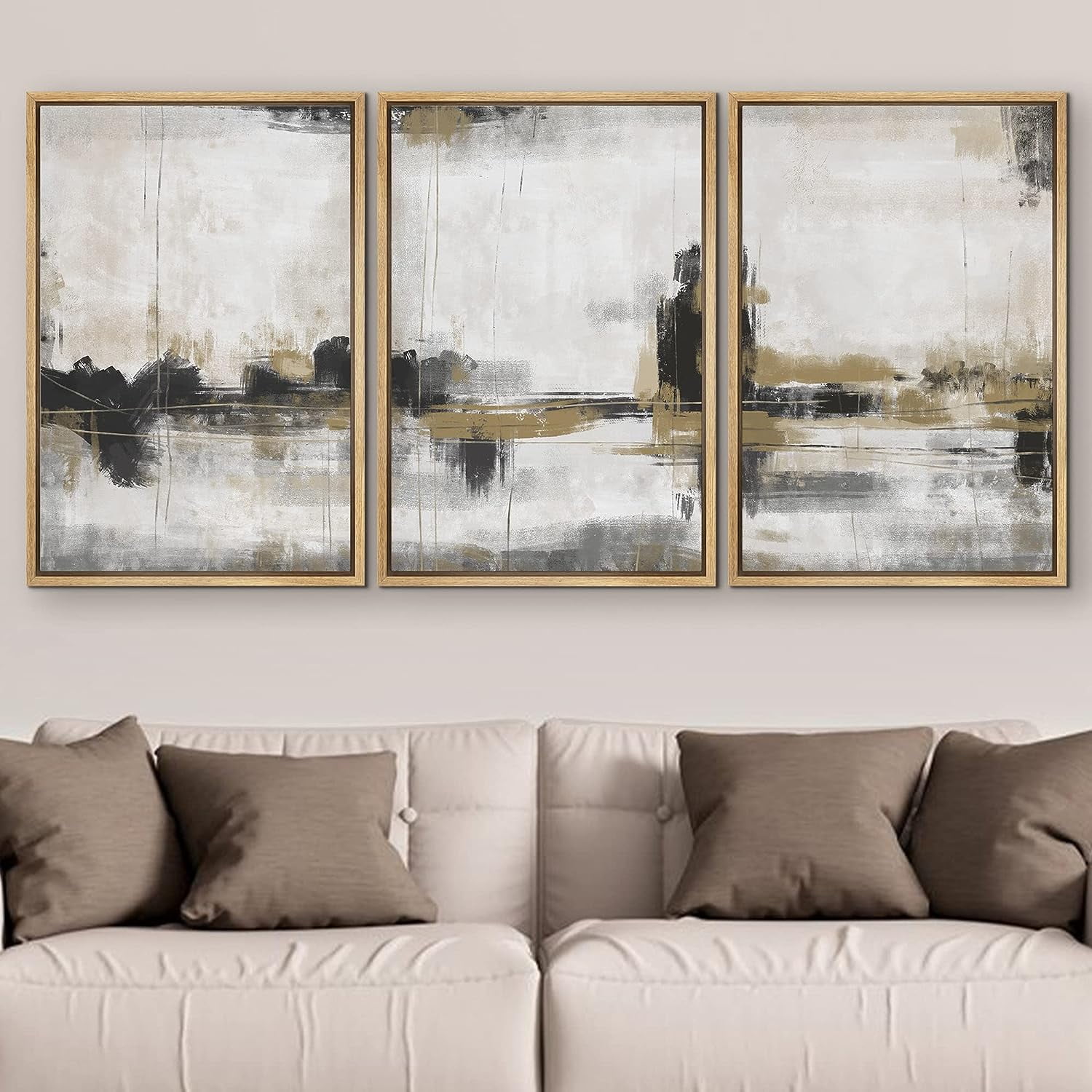 PixonSign Framed Canvas Print Wall Art Set Dark Pastel Grunge Paint ...
