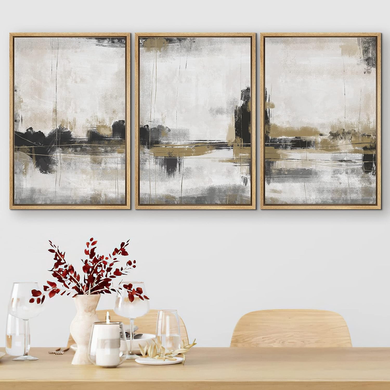 PixonSign Framed Canvas Print Wall Art Set Dark Pastel Grunge Paint ...