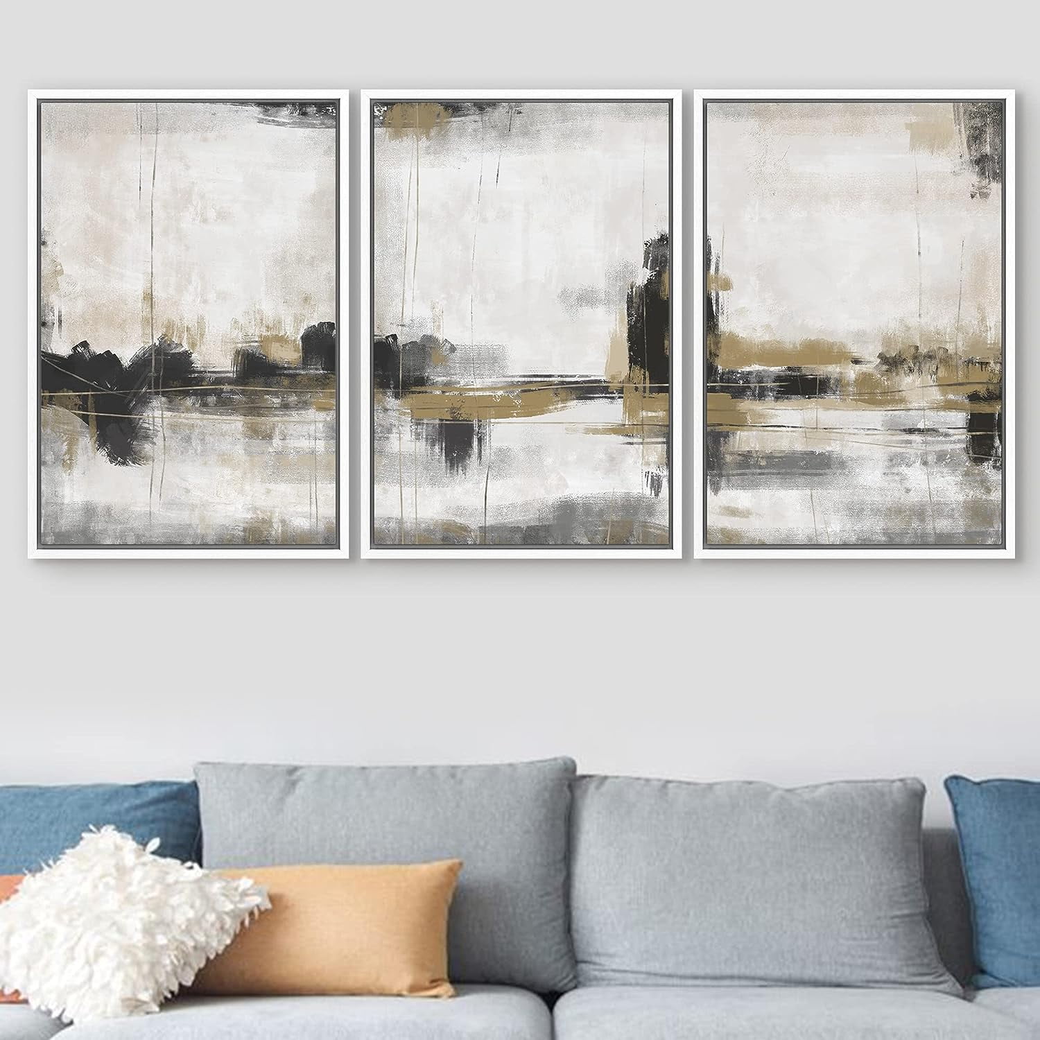 PixonSign Framed Canvas Print Wall Art Set Dark Pastel Grunge Paint ...