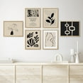 thumbnail image 1 of PixonSign Framed Canvas Print Wall Art Set - Duotone Black Geometric and Plant & Humanities Pattern Poster - Set of 6 Abstract Artwork Minimalism Cultural Art Wall Décor - 12"x16"x6 Natural, 1 of 5