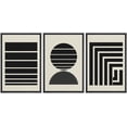 thumbnail image 1 of PixonSign Framed Canvas Print Wall Art Set Duotone Dark Geometric Circle Square Stripes Abstract Shapes Illustrations Modern Art Boho Decorative for Living Room, Bedroom, Office - 24"x36"x3 BLACK, 1 of 5