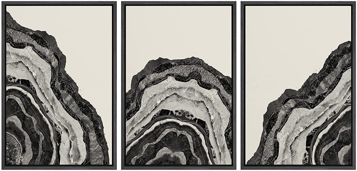 PixonSign Framed Canvas Print Wall Art Set Duotone Geometric Gemstone ...