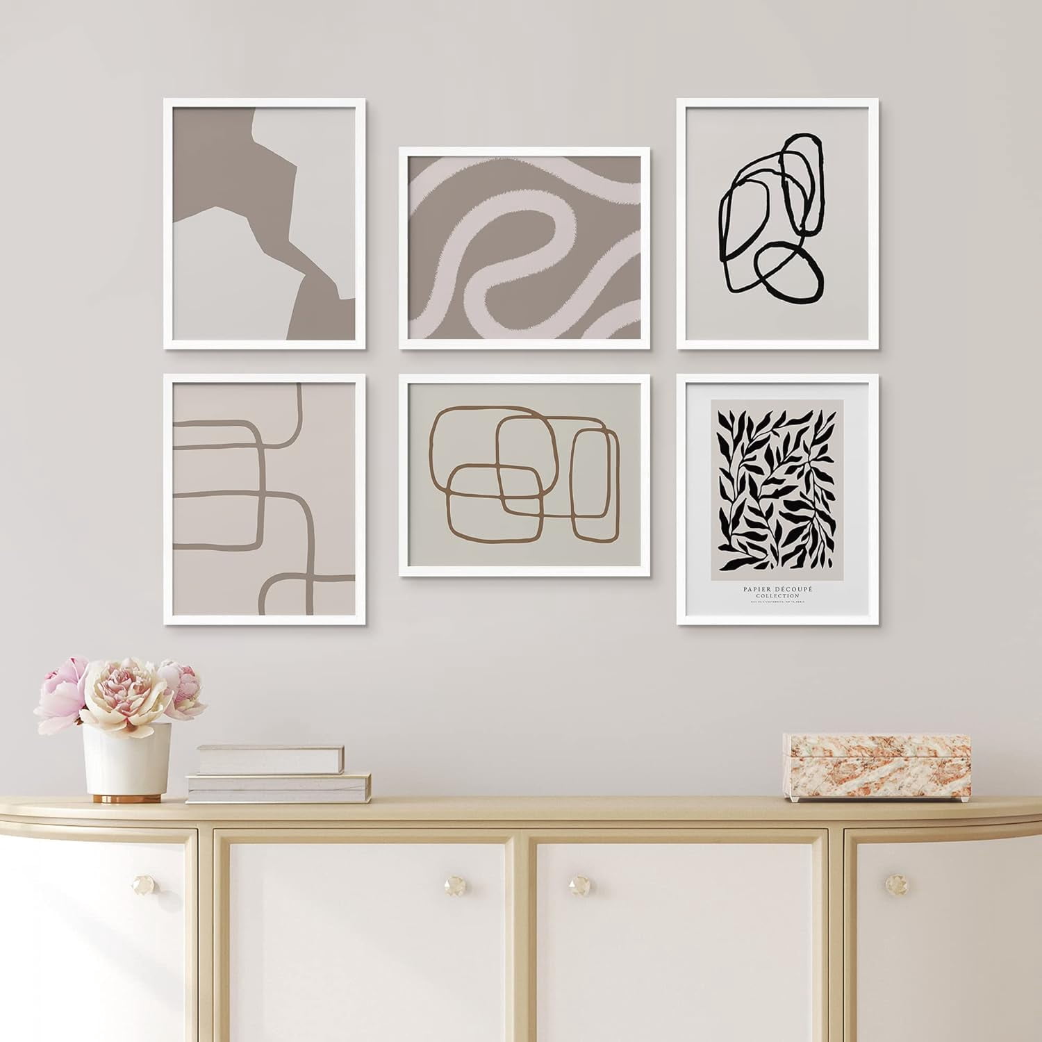 PixonSign Framed Canvas Print Wall Art Set - Duotone Gray Paint Stroke ...