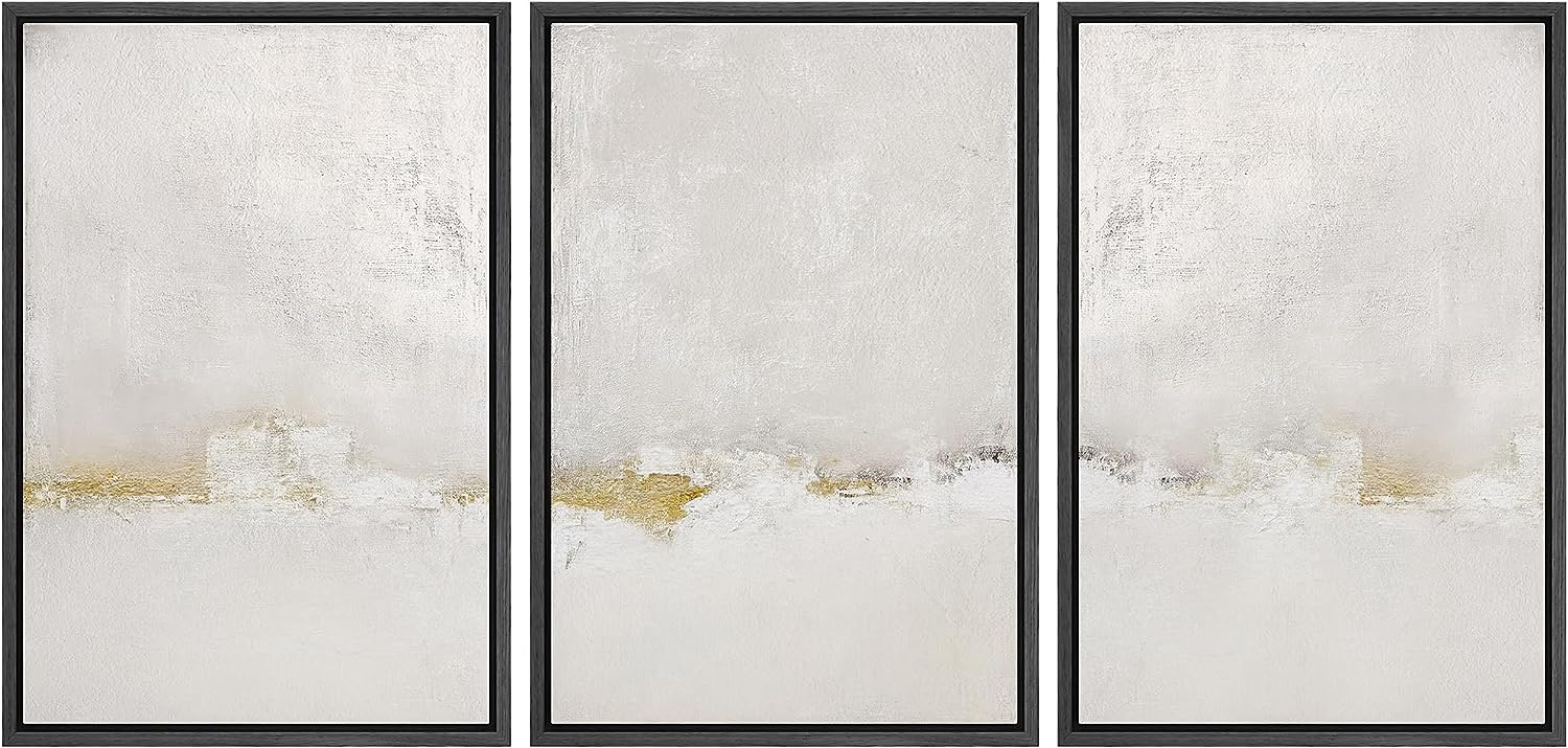 PixonSign Framed Canvas Print Wall Art Set Duotone Gray White Pastel ...