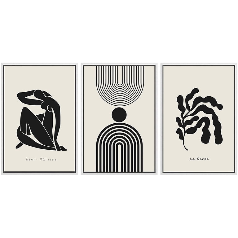 PixonSign Framed Canvas Print Wall Art Set Duotone Matisse Dancer
