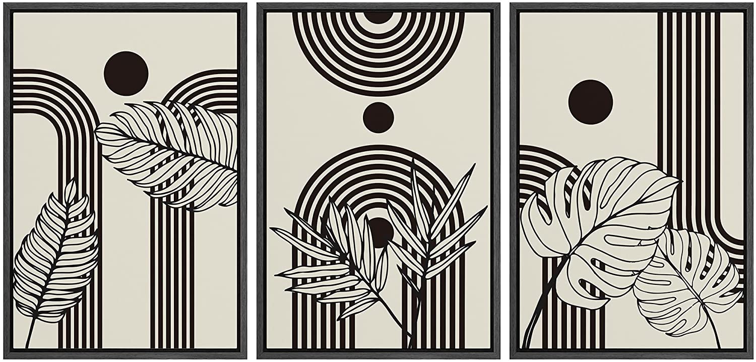 PixonSign Framed Canvas Print Wall Art Set Duotone Mid-Century ...
